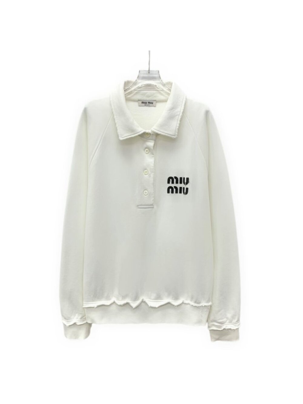 Miu Miu White Cotton Collared Sweatshirt (2022 Collection)
